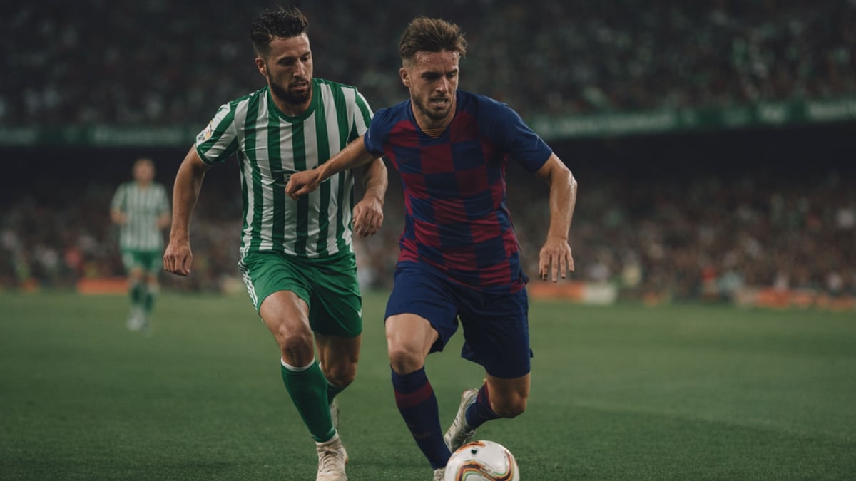 Två spelare tävlar om bollen.